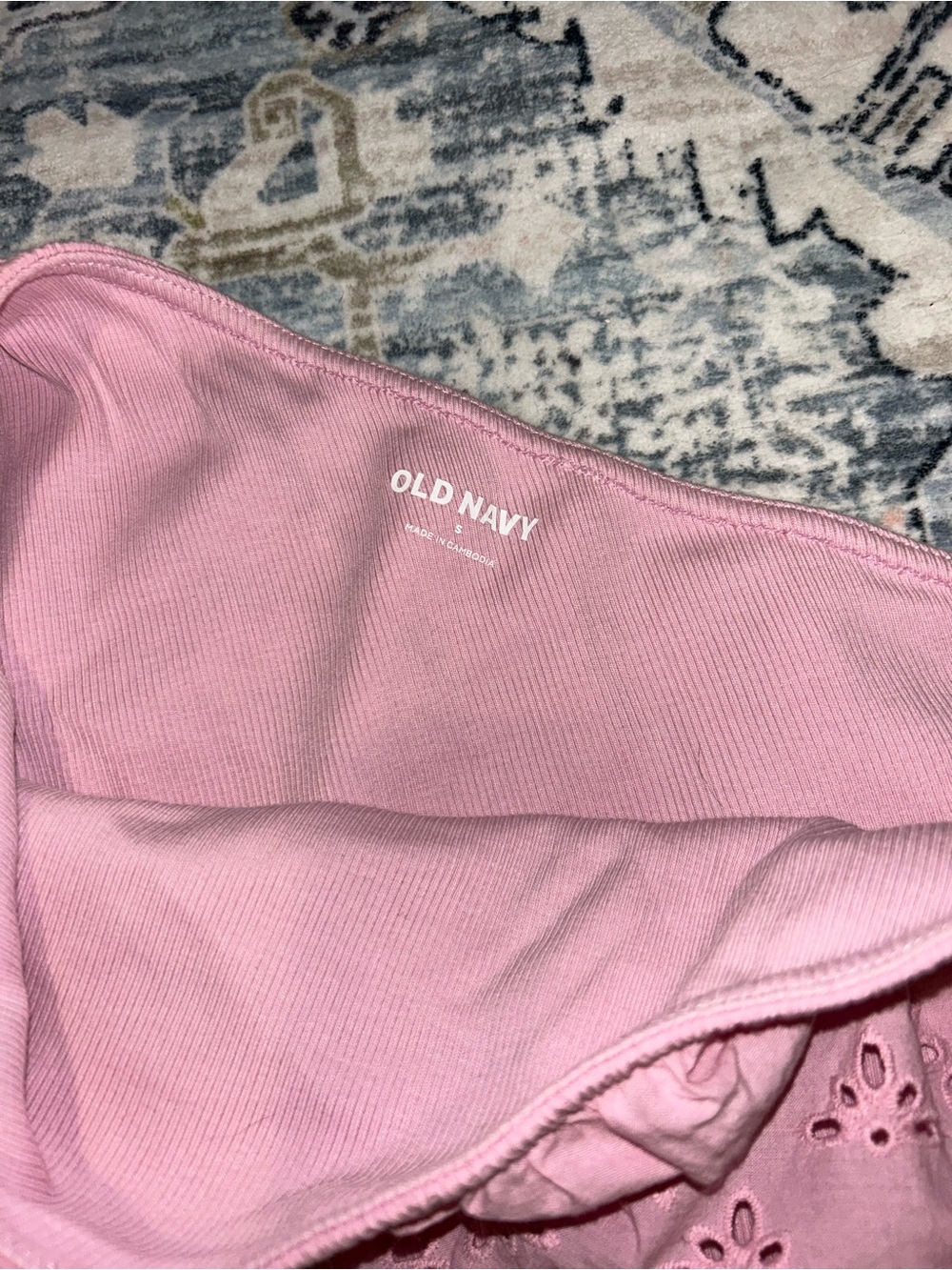 Pink One-Shoulder Ruffle Eyelet Top - Picture 2 of 2